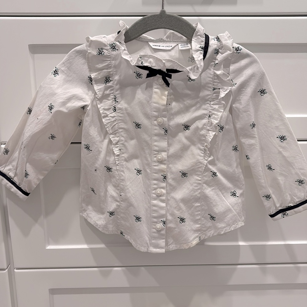 Janie and Jack Button Down Shirt with Tailored Ruffles